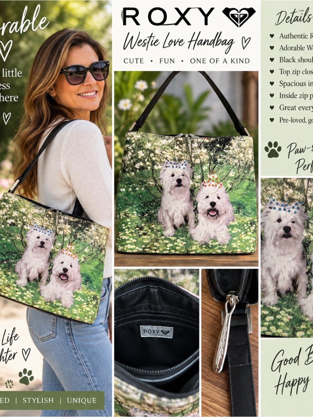 🐾 ROXY Westie Dog Shoulder Bag – Adorable & Unique!
